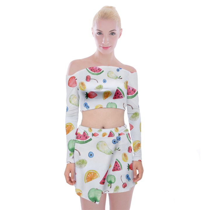 Fruit! Off Shoulder Top with Mini Skirt Set