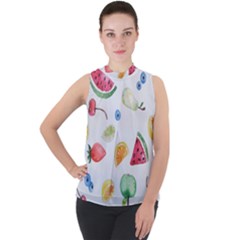 Fruit! Mock Neck Chiffon Sleeveless Top by fructosebat