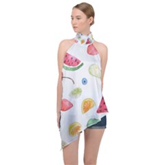 Fruit! Halter Asymmetric Satin Top by fructosebat