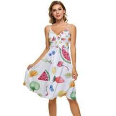 Fruit! Sleeveless Tie Front Chiffon Dress