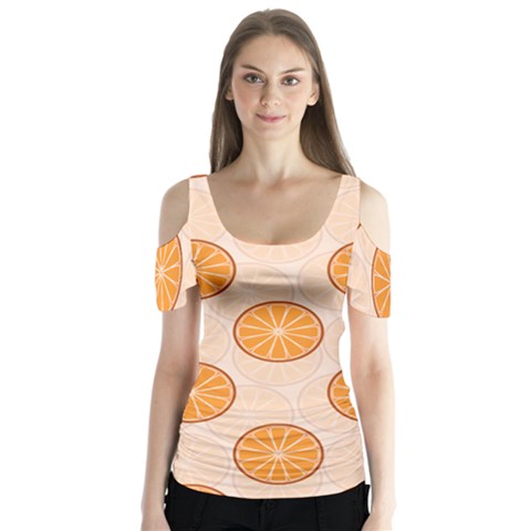 Orange Slices! Butterfly Sleeve Cutout Tee  by fructosebat