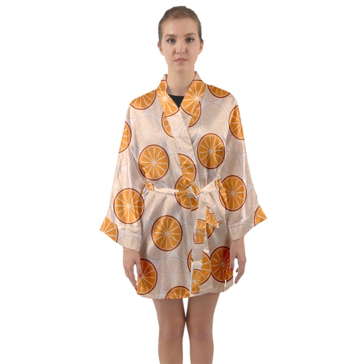 Orange Slices! Long Sleeve Satin Kimono