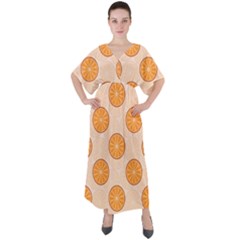 Orange Slices! V-neck Boho Style Maxi Dress by fructosebat