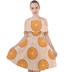 Orange Slices! Cut Out Shoulders Chiffon Dress by fructosebat