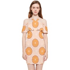 Orange Slices! Shoulder Frill Bodycon Summer Dress by fructosebat