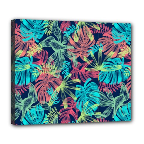 Neon Leaves Deluxe Canvas 24  X 20  (stretched) by fructosebat