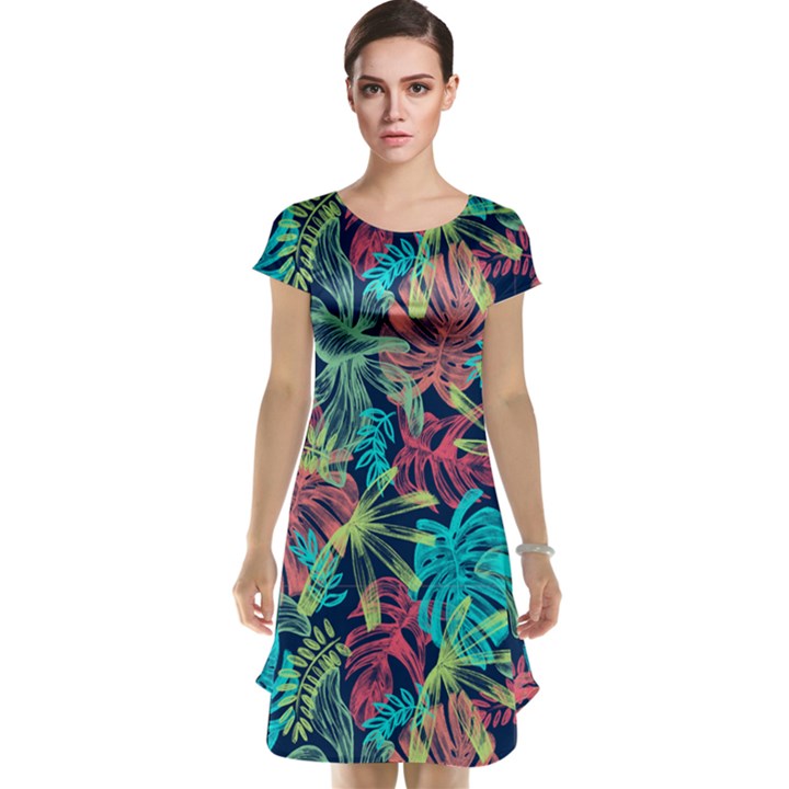 Neon Leaves Cap Sleeve Nightdress