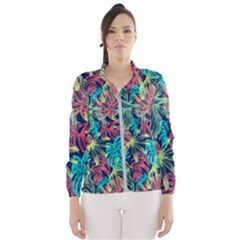 Neon Leaves Women s Windbreaker by fructosebat