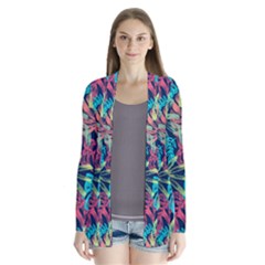 Neon Leaves Drape Collar Cardigan by fructosebat