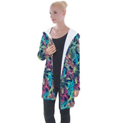 Neon Leaves Longline Hooded Cardigan by fructosebat