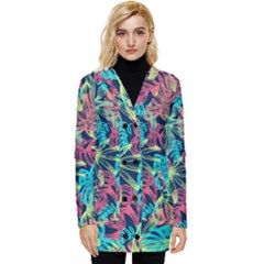 Neon Leaves Button Up Hooded Coat  by fructosebat