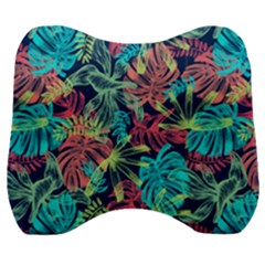 Neon Leaves Velour Head Support Cushion by fructosebat