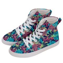 Neon Leaves Men s Hi-top Skate Sneakers by fructosebat