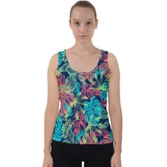 Neon Leaves Velvet Tank Top by fructosebat