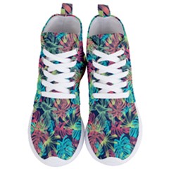 Neon Leaves Women s Lightweight High Top Sneakers by fructosebat