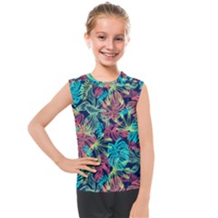 Neon Leaves Kids  Mesh Tank Top by fructosebat