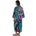 Neon Leaves Maxi Satin Kimono View2