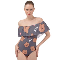 Bears! Off Shoulder Velour Bodysuit 