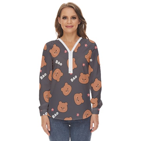 Bears! Zip Up Long Sleeve Blouse by fructosebat