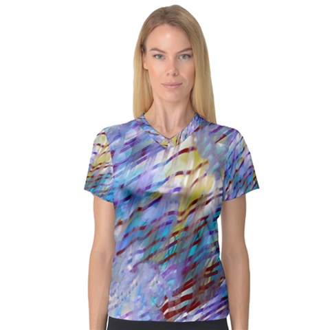 Abstract Ripple V-neck Sport Mesh Tee by bloomingvinedesign