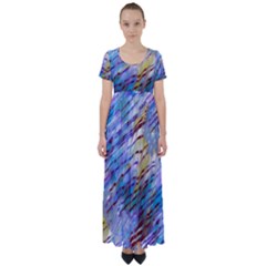 Abstract Ripple High Waist Short Sleeve Maxi Dress by bloomingvinedesign