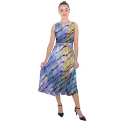 Abstract Ripple Midi Tie-back Chiffon Dress by bloomingvinedesign