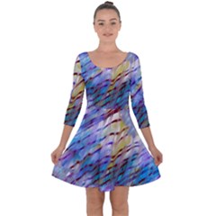 Abstract Ripple Quarter Sleeve Skater Dress by bloomingvinedesign