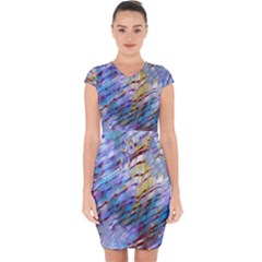 Abstract Ripple Capsleeve Drawstring Dress  by bloomingvinedesign