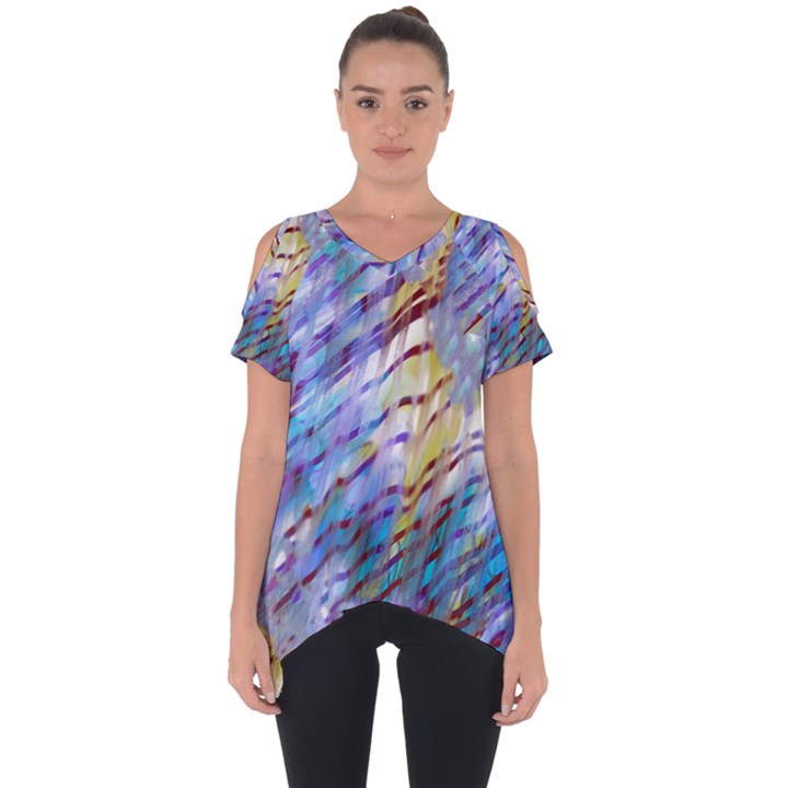 Abstract Ripple Cut Out Side Drop Tee