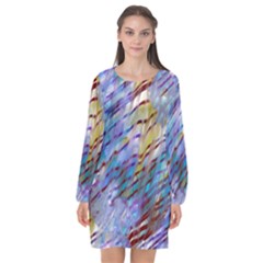 Abstract Ripple Long Sleeve Chiffon Shift Dress  by bloomingvinedesign