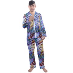 Abstract Ripple Men s Long Sleeve Satin Pajamas Set by bloomingvinedesign