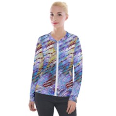 Abstract Ripple Velvet Zip Up Jacket by bloomingvinedesign