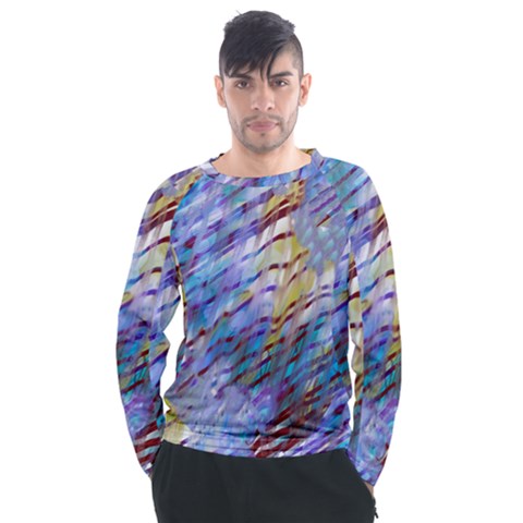 Abstract Ripple Men s Long Sleeve Raglan Tee by bloomingvinedesign