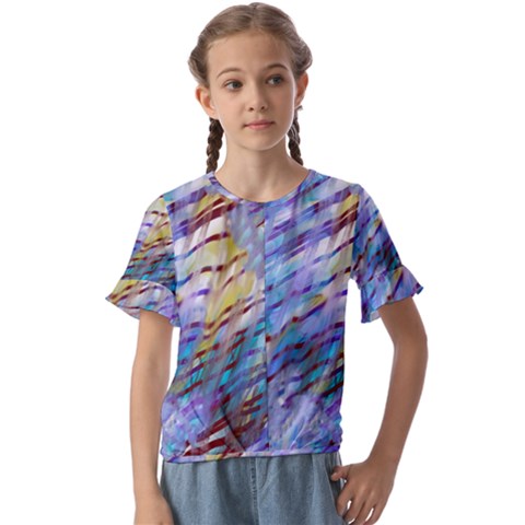 Abstract Ripple Kids  Cuff Sleeve Scrunch Bottom Tee by bloomingvinedesign