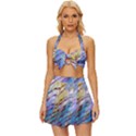 Abstract Ripple Vintage Style Bikini Top and Skirt Set  View1