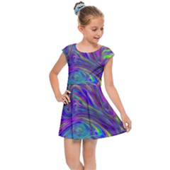 Abstract With Blue Kids  Cap Sleeve Dress by bloomingvinedesign