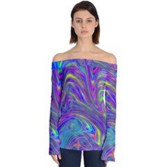 Abstract With Blue Off Shoulder Long Sleeve Top by bloomingvinedesign