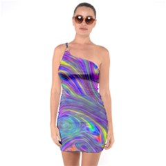 Abstract With Blue One Soulder Bodycon Dress by bloomingvinedesign