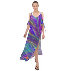 Abstract With Blue Maxi Chiffon Cover Up Dress by bloomingvinedesign