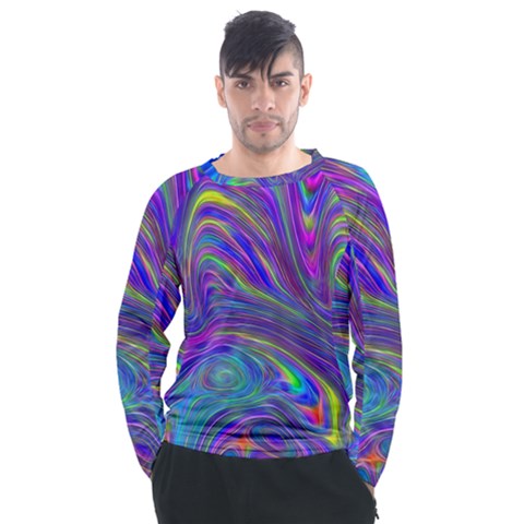 Abstract With Blue Men s Long Sleeve Raglan Tee by bloomingvinedesign