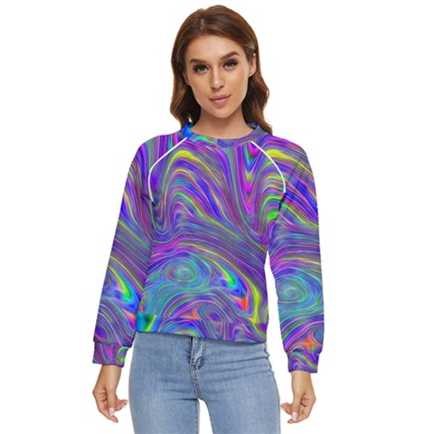 Abstract With Blue Women s Long Sleeve Raglan Tee by bloomingvinedesign