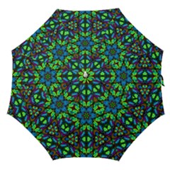 Blue Green Kaleidoscope Straight Umbrellas by bloomingvinedesign