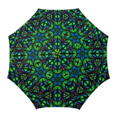 Blue Green Kaleidoscope Golf Umbrellas by bloomingvinedesign