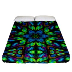 Blue Green Kaleidoscope Fitted Sheet (king Size) by bloomingvinedesign