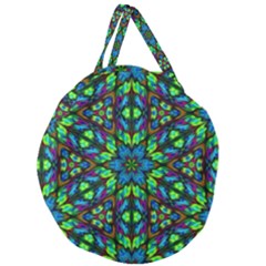 Blue Green Kaleidoscope Giant Round Zipper Tote by bloomingvinedesign