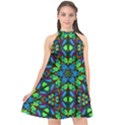 Blue Green Kaleidoscope Halter Neckline Chiffon Dress  View1