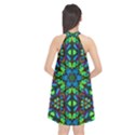 Blue Green Kaleidoscope Halter Neckline Chiffon Dress  View2