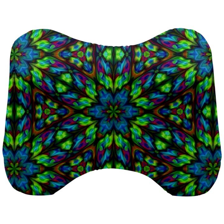 Blue Green Kaleidoscope Head Support Cushion