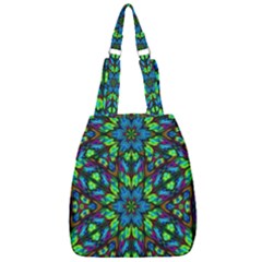 Blue Green Kaleidoscope Center Zip Backpack by bloomingvinedesign