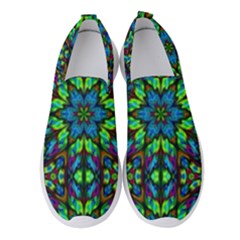 Blue Green Kaleidoscope Women s Slip On Sneakers by bloomingvinedesign